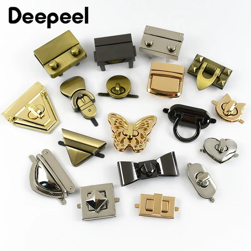 Deepeel 2Pcs Metal Lock Buckles for Women's Bags Turn Twist Locks Shoulder Bag Decor Closure Latch Clasp DIY Hardware Accessory