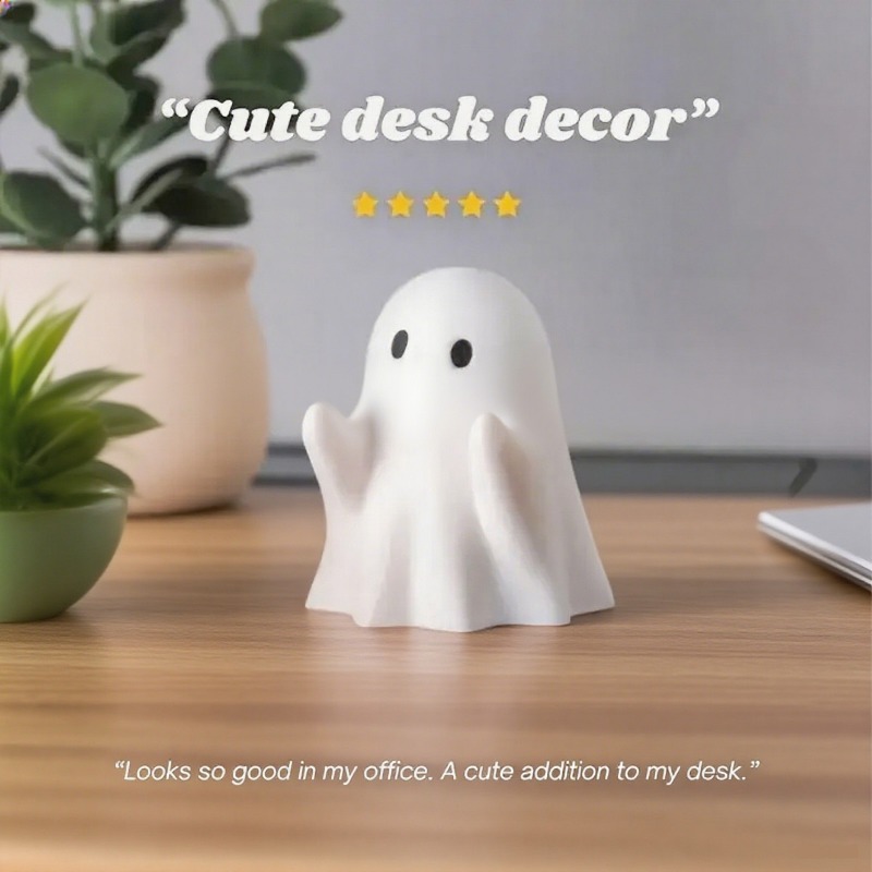 Cute Halloween Ghost Pen Holder Little Ghost Statue Design Pencil Support for Home Office Desktop Decoration