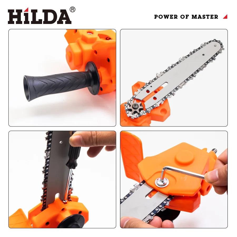 HILDA 4/6 pouces perceuse électrique à adaptateur de scie à chaîne électrique Kits de têtes de Conversion portables fixation outils de taille pour le travail du bois