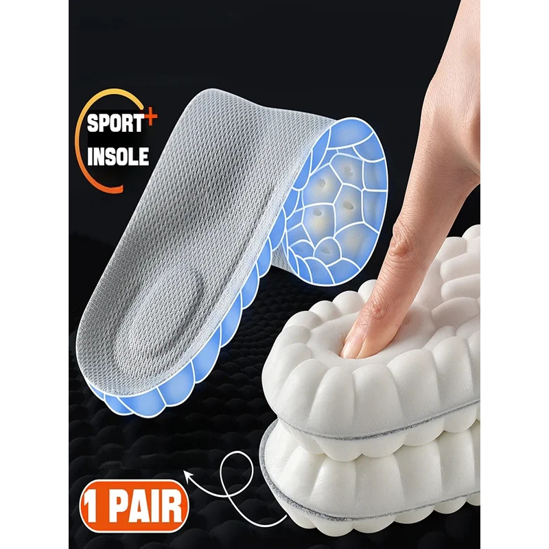 Plantillas de zapatos suaves 4D para pies, plantilla para fascitis Plantar, soporte para arco, inserciones ortopédicas, almohadillas deportivas para zapatos con absorción de impacto, 1 par