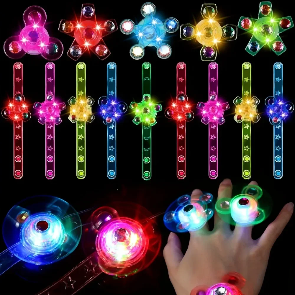 子供のための明るいそわそわスピナーブレスレット,12個,パーティーの好意,バッグの詰め物,明るいパーティー用品,ギフト,カーニバルの贈り物