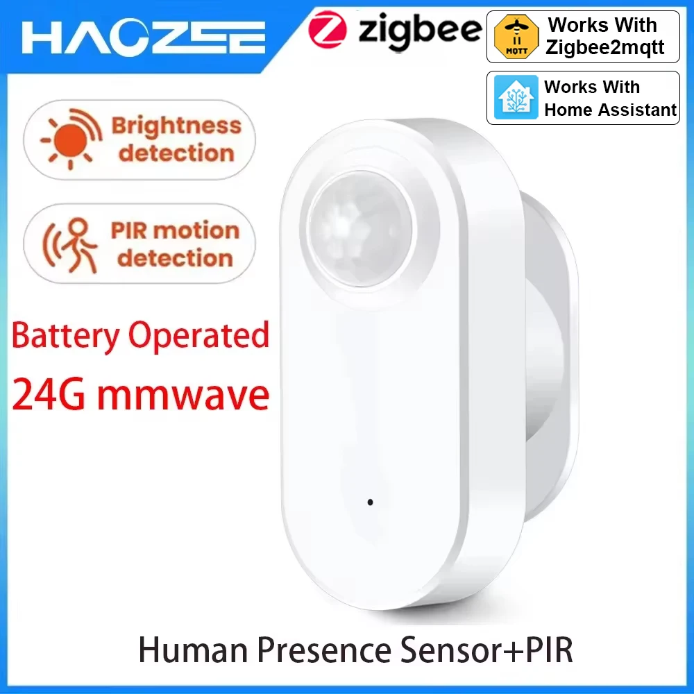 Zigbee présence humaine + capteur de détection de mouvement PIR détecteur de luminance fonctionnant sur batterie prise en charge Zigbee2mqtt Assistant domestique