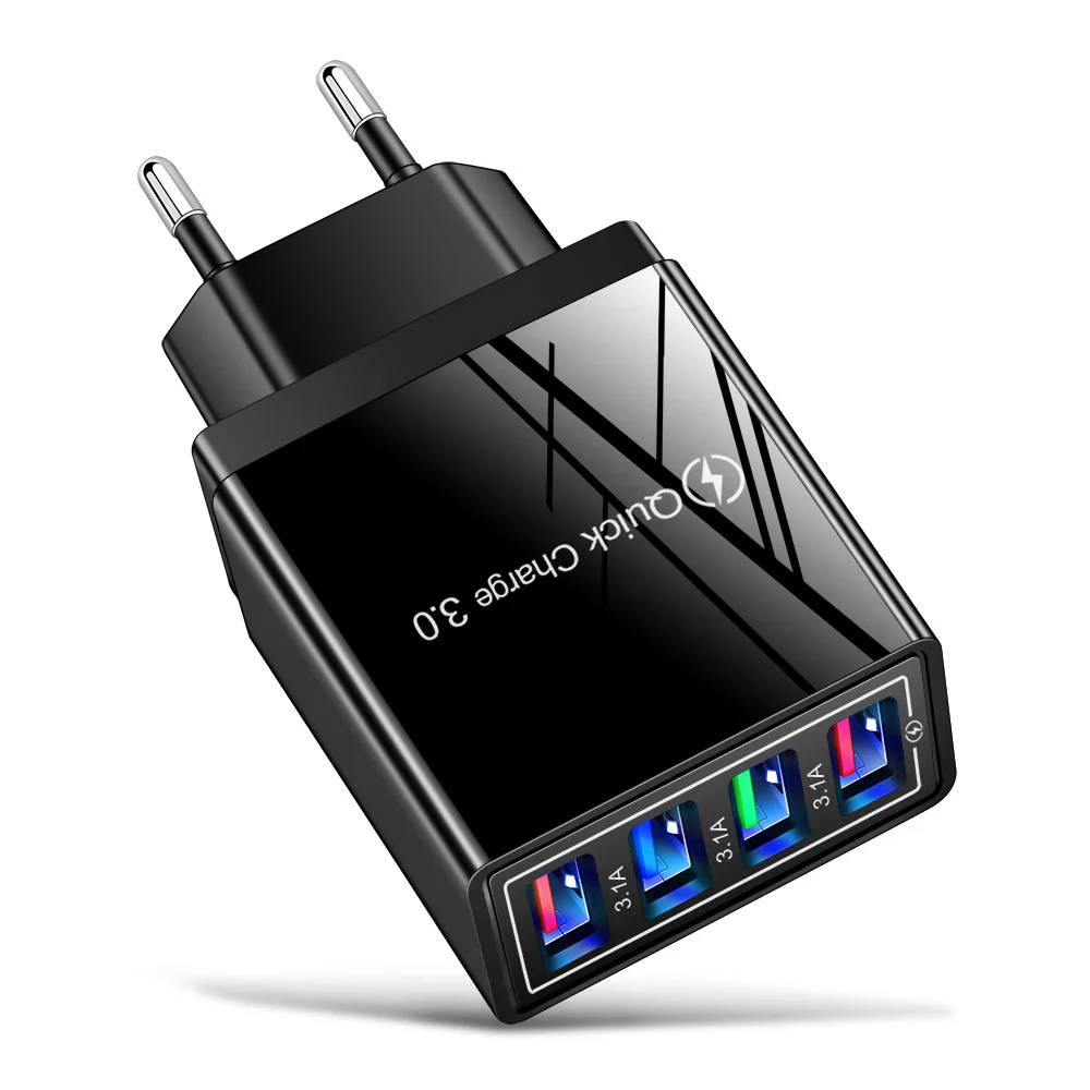 3.1A EU US 4USB ポート AC ホームトラベル壁充電器電源アダプタ Iphone 12 13 14 15 プロマックスサムスン Xiaomi Huawei 社