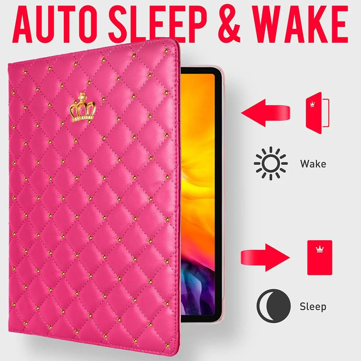 Роскошный чехол Crown Bling Diamond для iPad Air 11 2024 Pro 11 9.7 10.2 Mini 4 5 6 Чехол из искусственной кожи iPad 7th 8th 9th 10th Gen