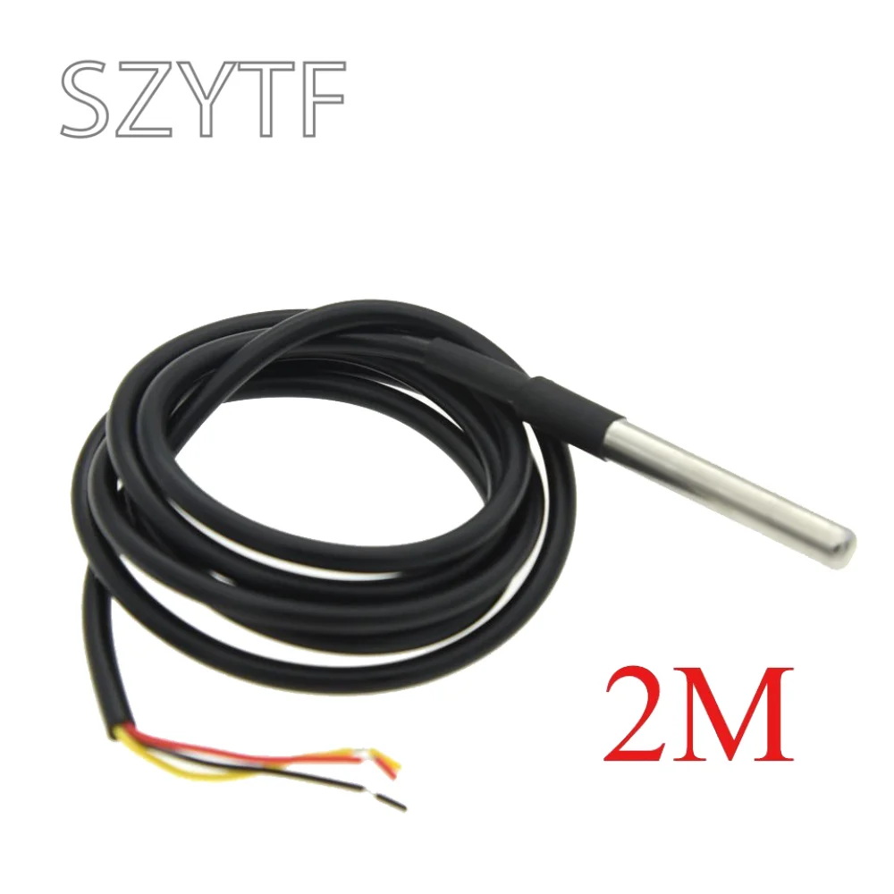Kit de módulo de Sensor de temperatura DS18B20, Cable de Sensor Digital impermeable de 100CM, adaptador de Terminal de sonda de acero inoxidable para Arduino