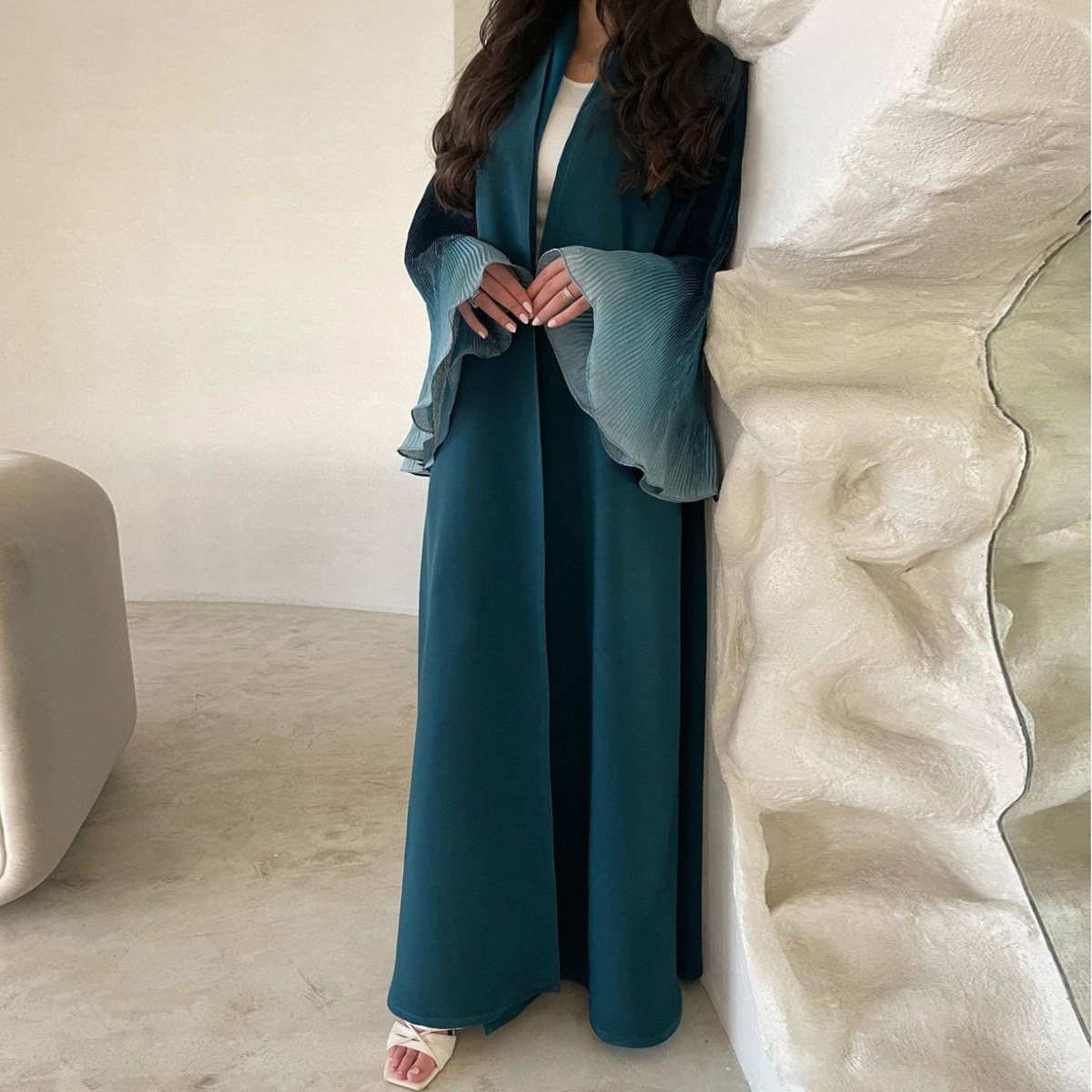 Vorne offen Abaya Muslim Flare Sleeve Casual Arabische Abayas Naher Osten Elegante Türkei Kaftane Frauen Jilbabs Islamische Maxikleider