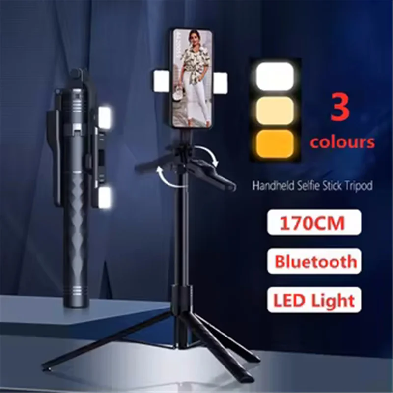 FANGTUOSI 2024 New Wireless Selfie Stick Tripod Foldable Stand For Gopro Action Cameras Smartphones Balance Steady Shooting Live