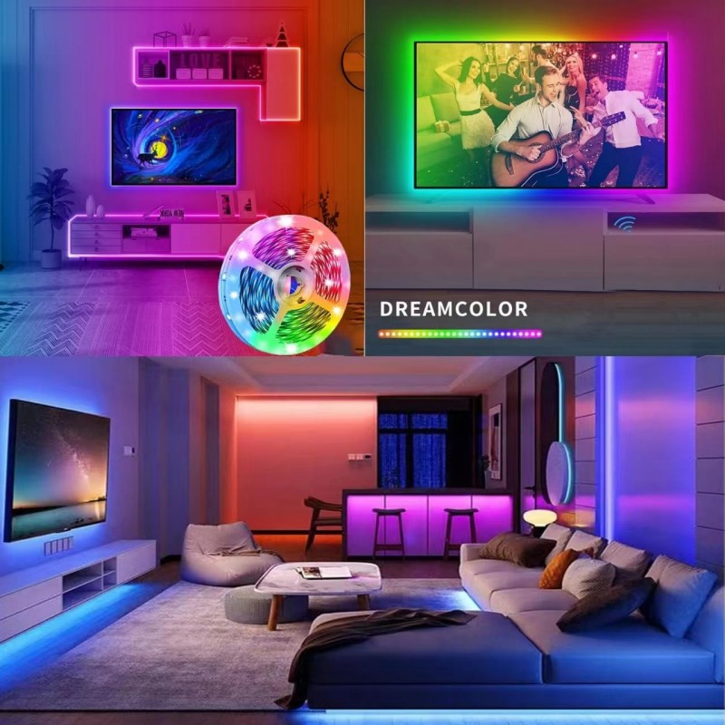 RGBLED-strip, geschikt voor slaapkamer, intelligent kleurveranderend licht met afstandsbediening, instelbare kleur en helderheid, flitser