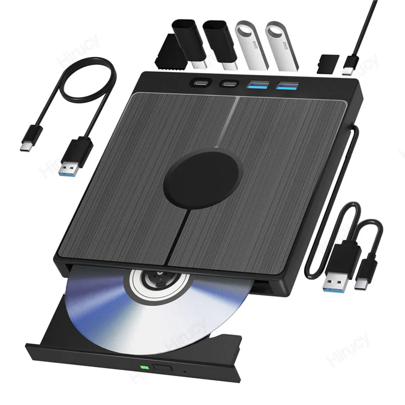 7-in-1 USB 3.0 Type C External CD DVD RW Optical Drive DVD Player Burner Reader Multi-Function Drive For Windows Mac PC Laptop