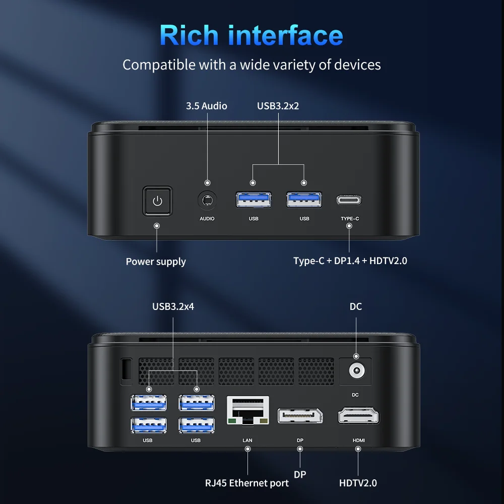Mini PC ACEMAGIC con AMD Ryzen 7 5825U 16GB DDR4 512GB M.2 SSD Mini PC para juegos con USB tipo C compatible con triple pantalla 4K