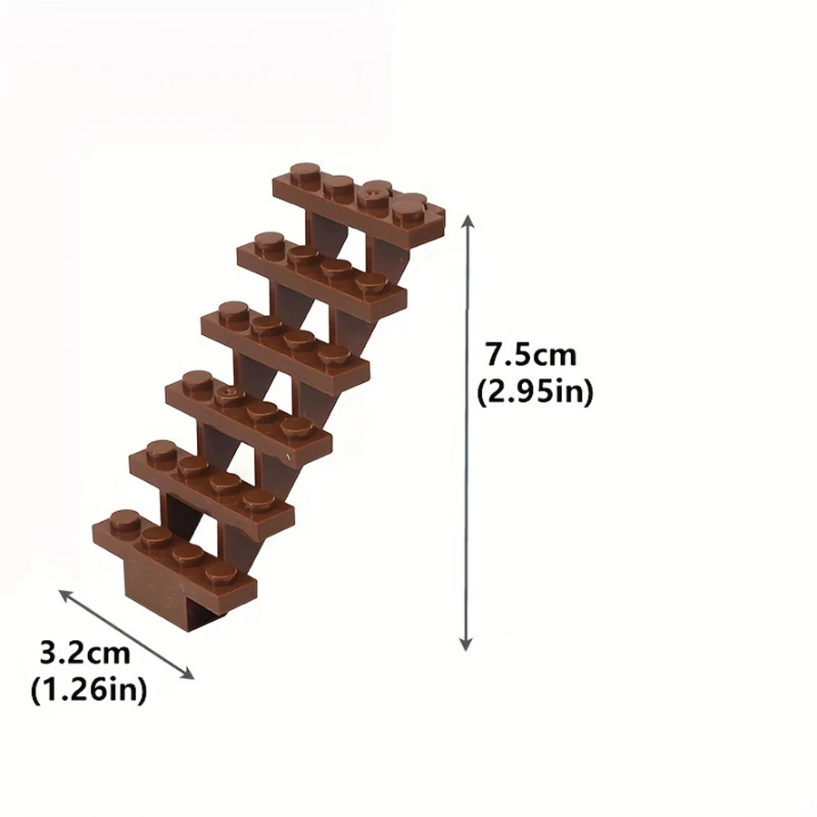 4pcs บันได MOC อิฐ 7x4x6 House บันไดตรงเปิด 30134 ขั้นตอนบันได Modular My City Building Block DIY อิฐของเล่น