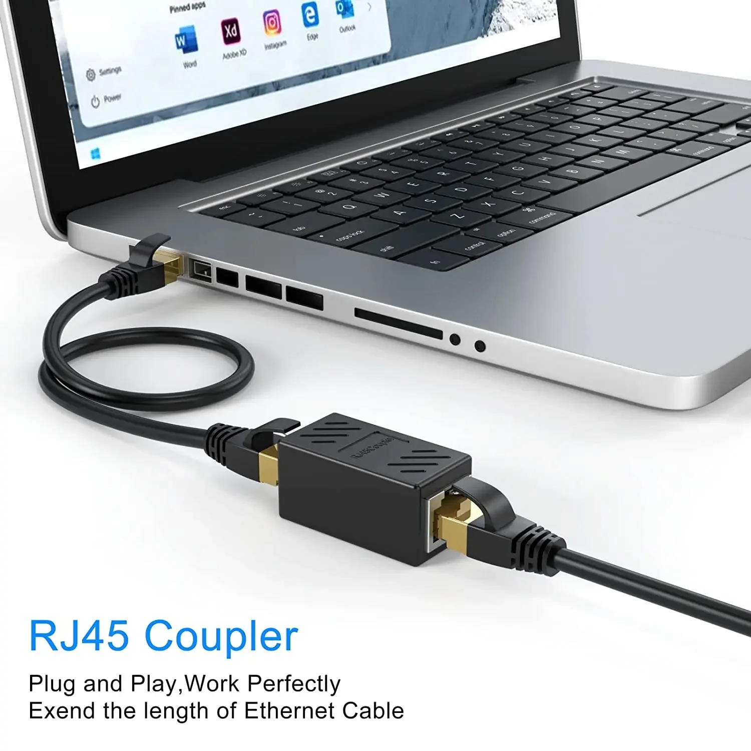 2Pcs RJ45 Stecker Koppler Ethernet Kabel LAN Inline Cat7/Cat6/Cat5e Ethernet Kabel Extender Adapter Weibliche koppler Schwarz