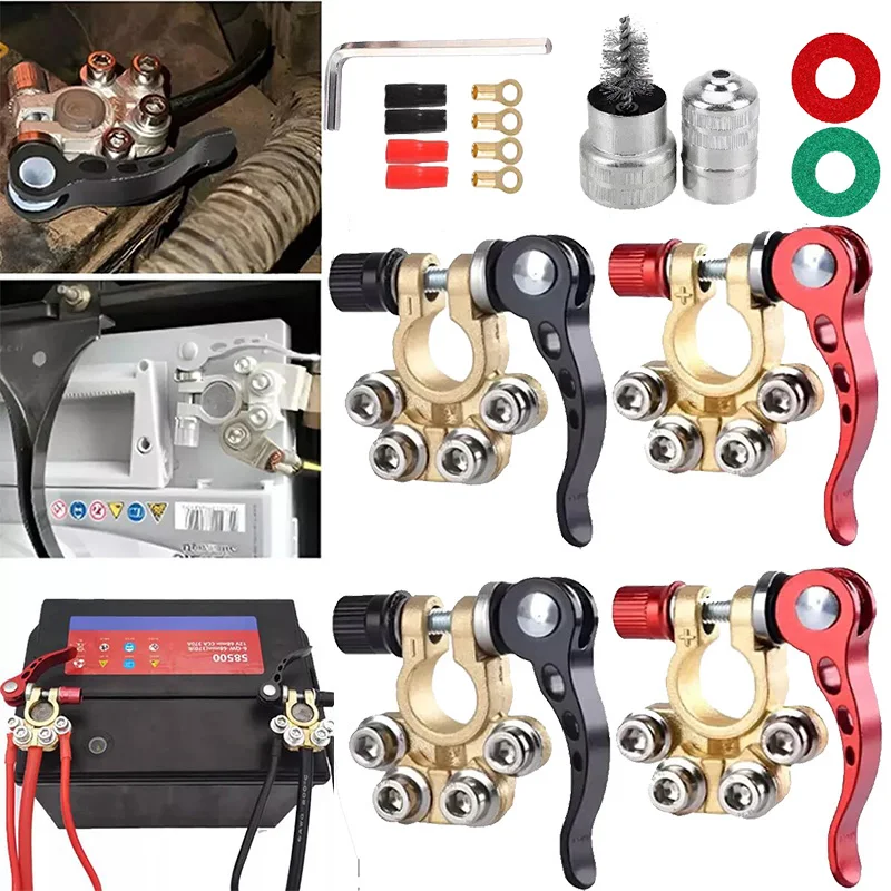Zaciski szybkiego zwalniania akumulatora samochodowego 12V 24V 4-drożne złącza górne ze stopu cynku do ciężarówek SUV łodzi Heavy Duty Universal