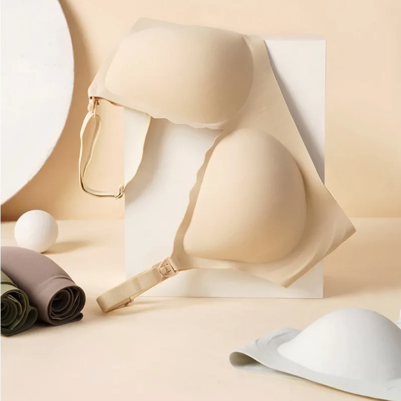 Front Open Nursing Bra Maternity Jelly Gel Laser Cutting Seamless Underwear Ultra Thin Breastfeeding Bra For Pregnant Women