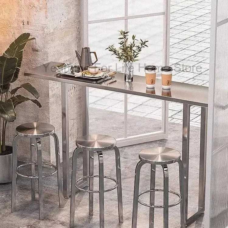 Metal de aço inoxidável artesanato banqueta de barra alta fezes café negociação cadeira ao ar livre banquetas de barra giratória ilha fezes altas