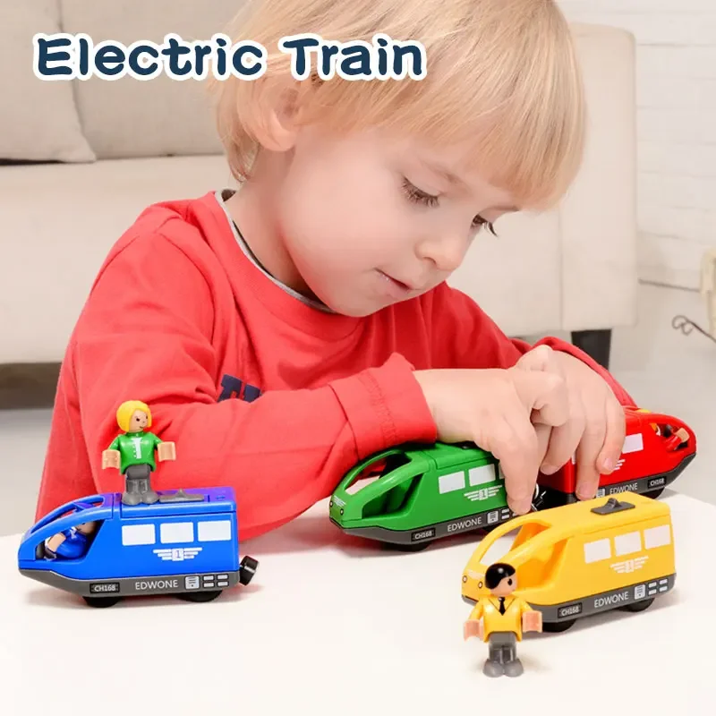 Trem elétrico magnético com boneca diecast slot brinquedo ferroviário pista de madeira compatível locomotiva trem ferroviário elétrico para criança