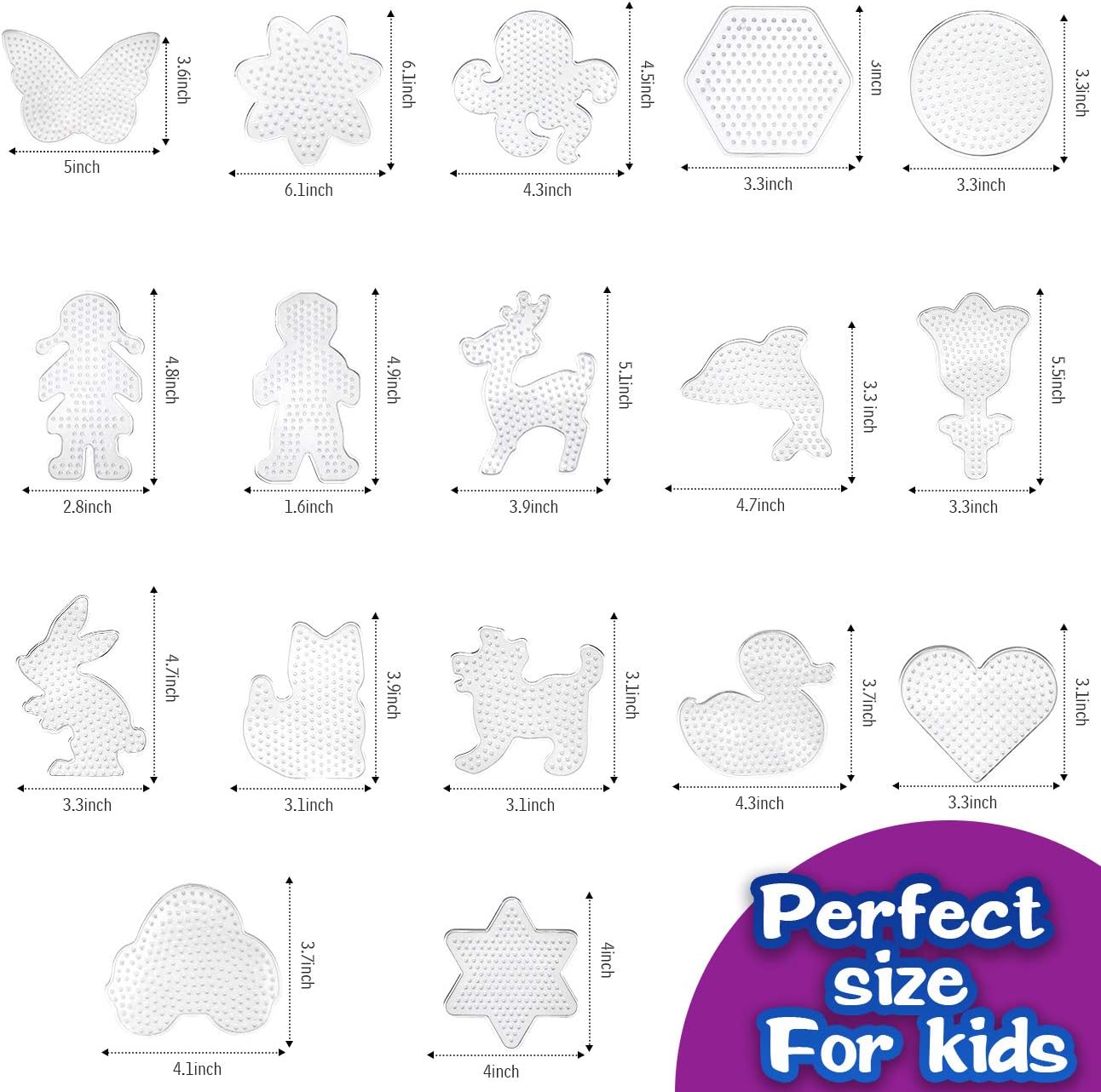 20 Stück 5 mm Sicherungsperlen, Tafeln, klare Perler, Hama-Perlen, Stecktafeln, Pinzette, Hängeseile, Schlüsselanhänger, kleine Reifen für Kinder, DIY-Bastelperlen