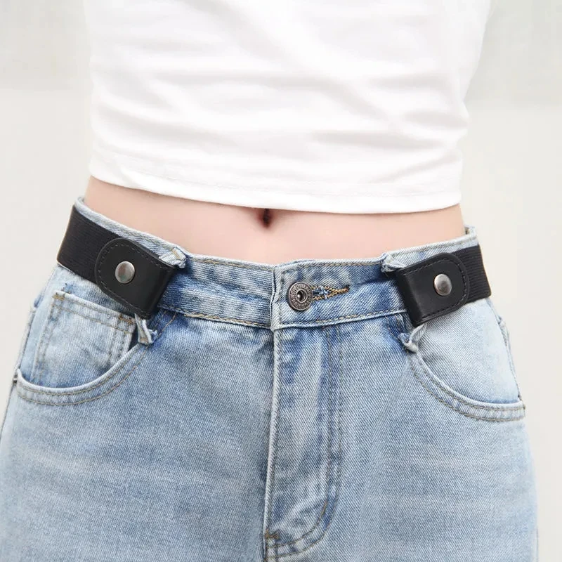 Cinto elástico unissex, invisível e sem costura, comprimento ajustável, simples e elegante, homens e mulheres preguiçosos