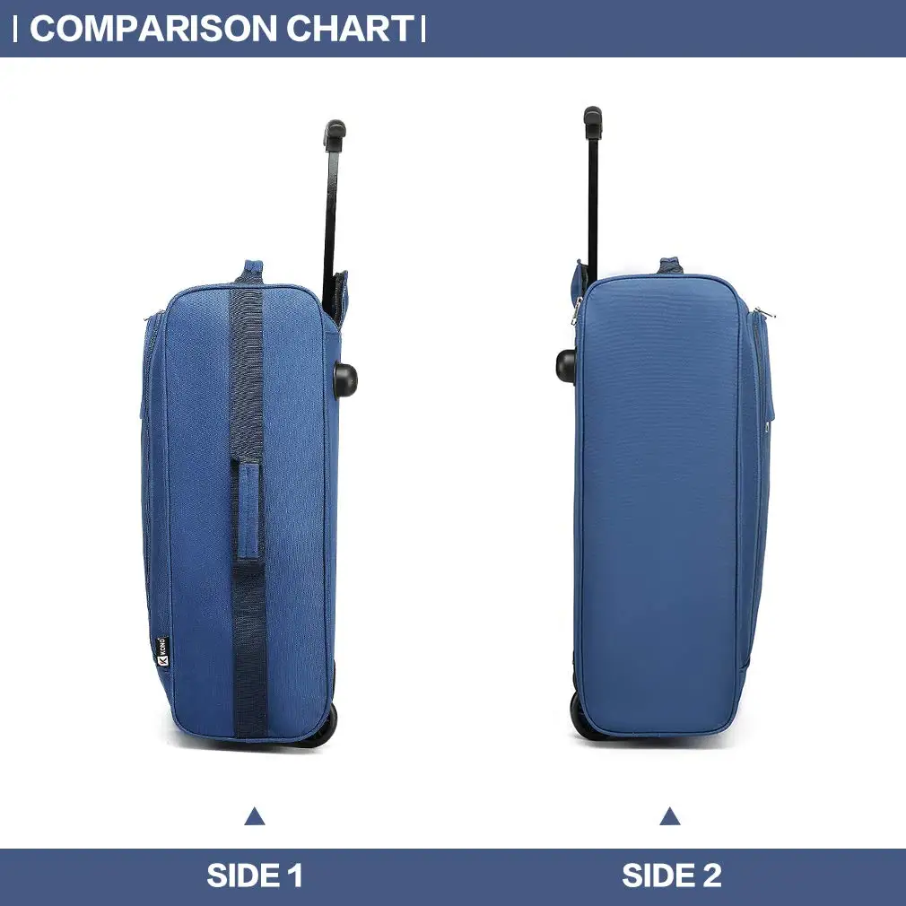 Kono Kabinentrolley, Leichtes Handgepäck, Softshell, Doppelräder, Reisetasche