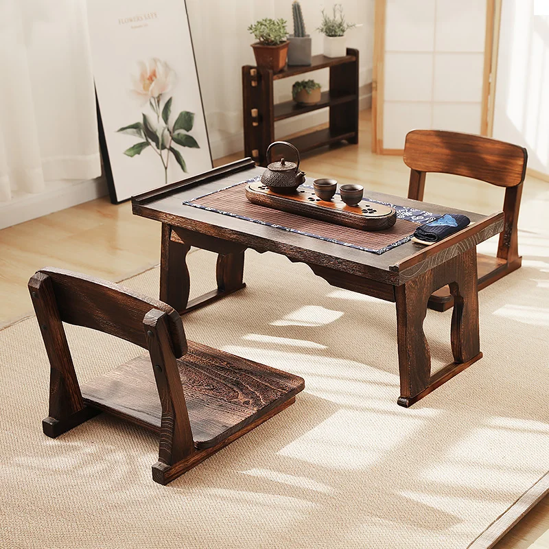 Mesa dobrável para computador, mesa de colo de madeira maciça com mesa de estudo minimalista portátil para espaço pequeno, mesa de chá tradicional de piso baixo
