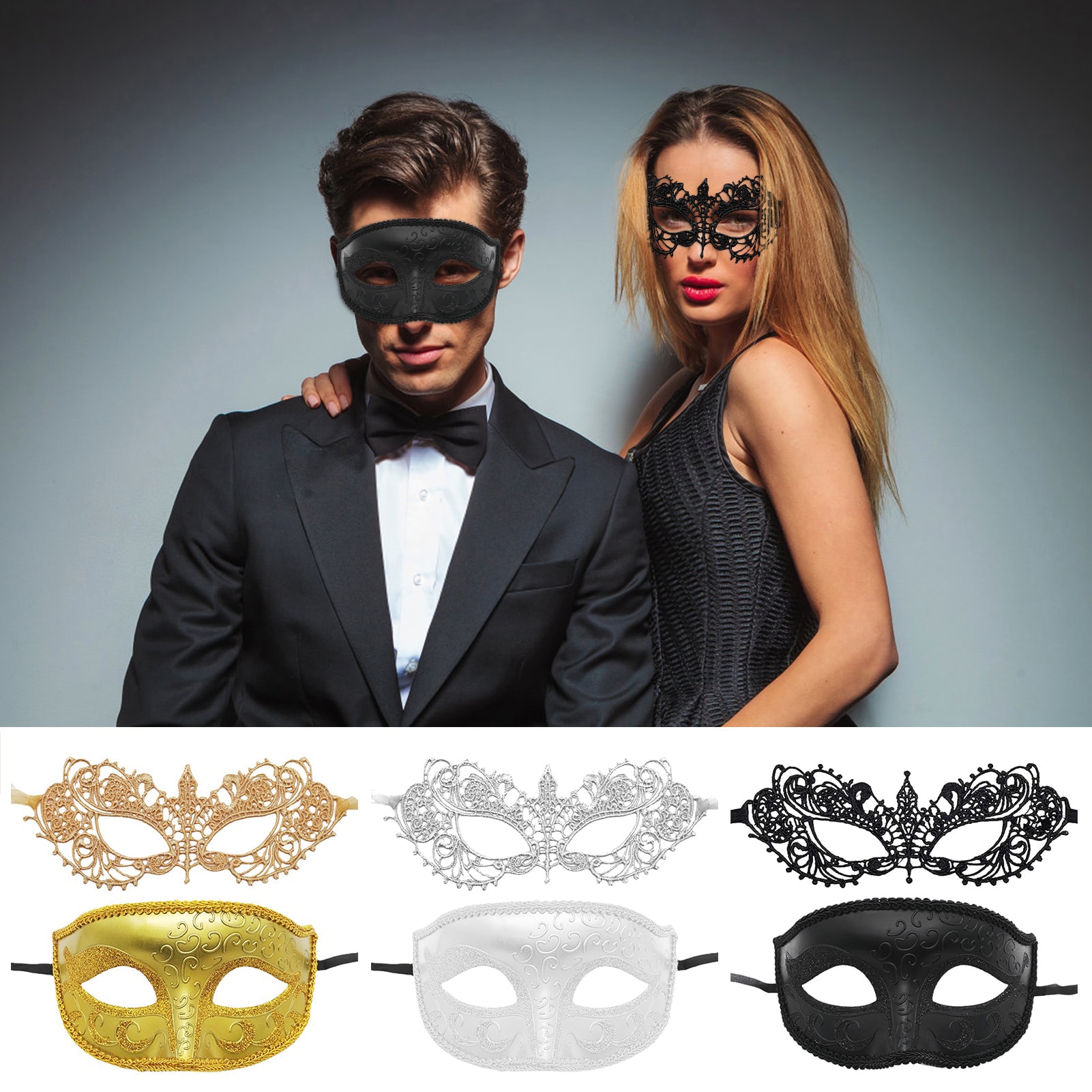 Máscaras de mascarada para pareja veneciana mujer encaje hombres PP Cosplay disfraz carnaval fiesta de graduación personalidad tocado máscaras