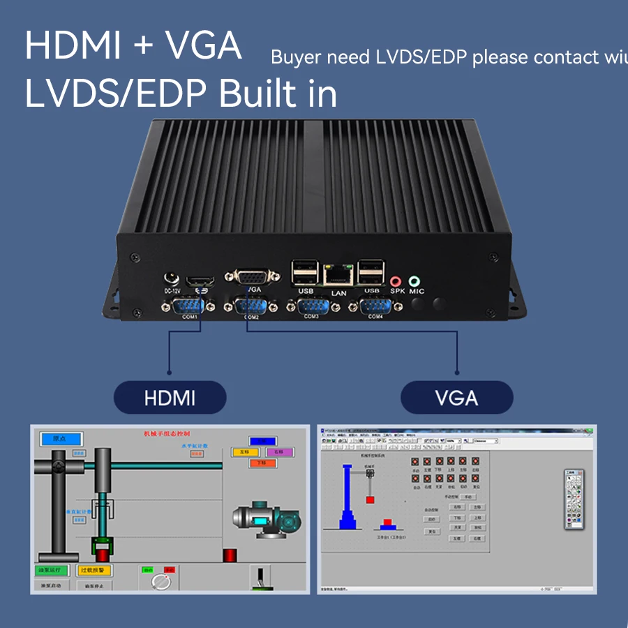 XCY X26G Mini PC industrial compatible con Windows XP/7/8/10 Linux Intel i5-3317U 1037U 4x COM RS232 8x USB HDMI VGA Mini PCIE LVDS
