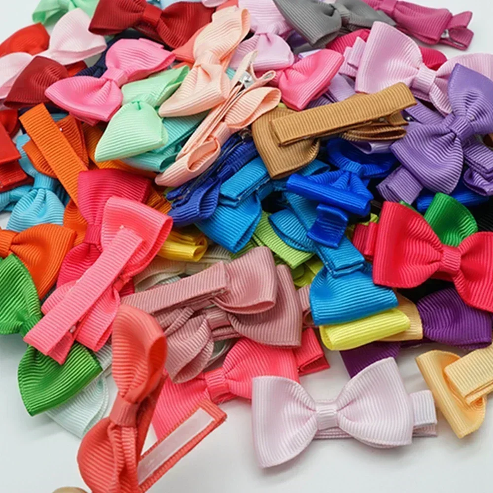 10 Cái/lốc Đồng Màu Grosgrain Ruy Băng Nơ Trẻ Em Kẹp Tóc Handmade Cung Tên Bé Gái Barrettes Kẹp Tóc Hình Đạo Cụ Quà Tặng