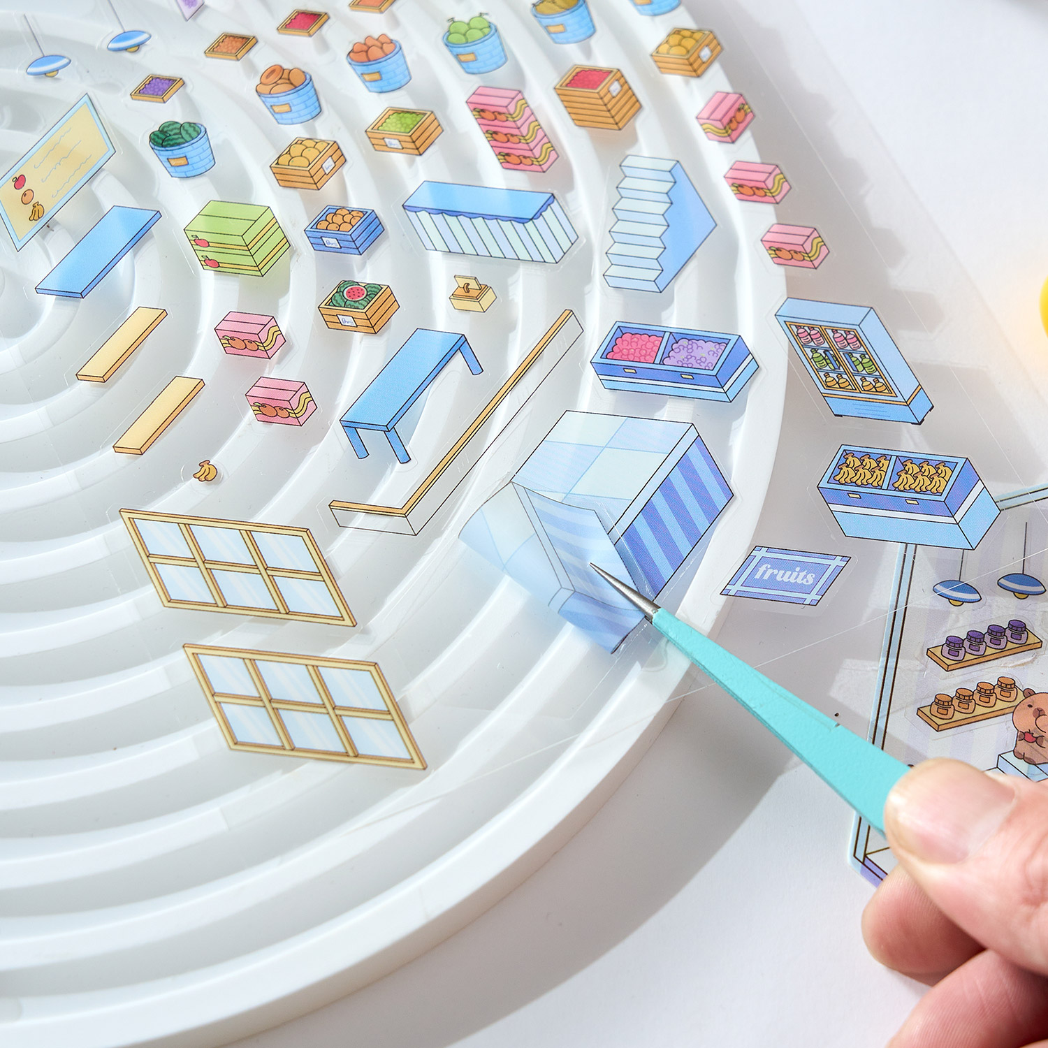 2pcs การ์ตูนฉากขนาดเล็ก 3D ภูมิทัศน์สติกเกอร์ DIY Cabin ฉากซ้อนและวางบัญชีมือของขวัญน่ารักสําหรับเด็ก