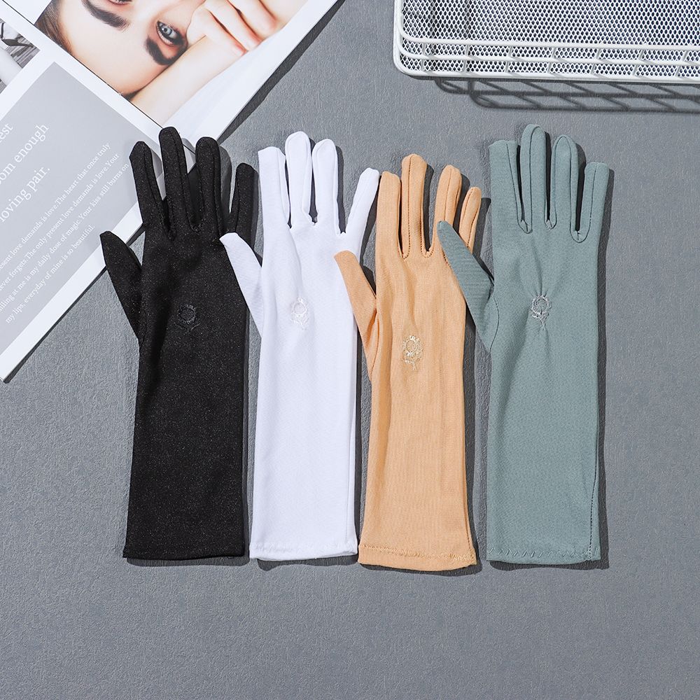 Women Slip Resistant Thin Sunscreen Gloves Anti UV Driving Gloves Etiquette Gloves