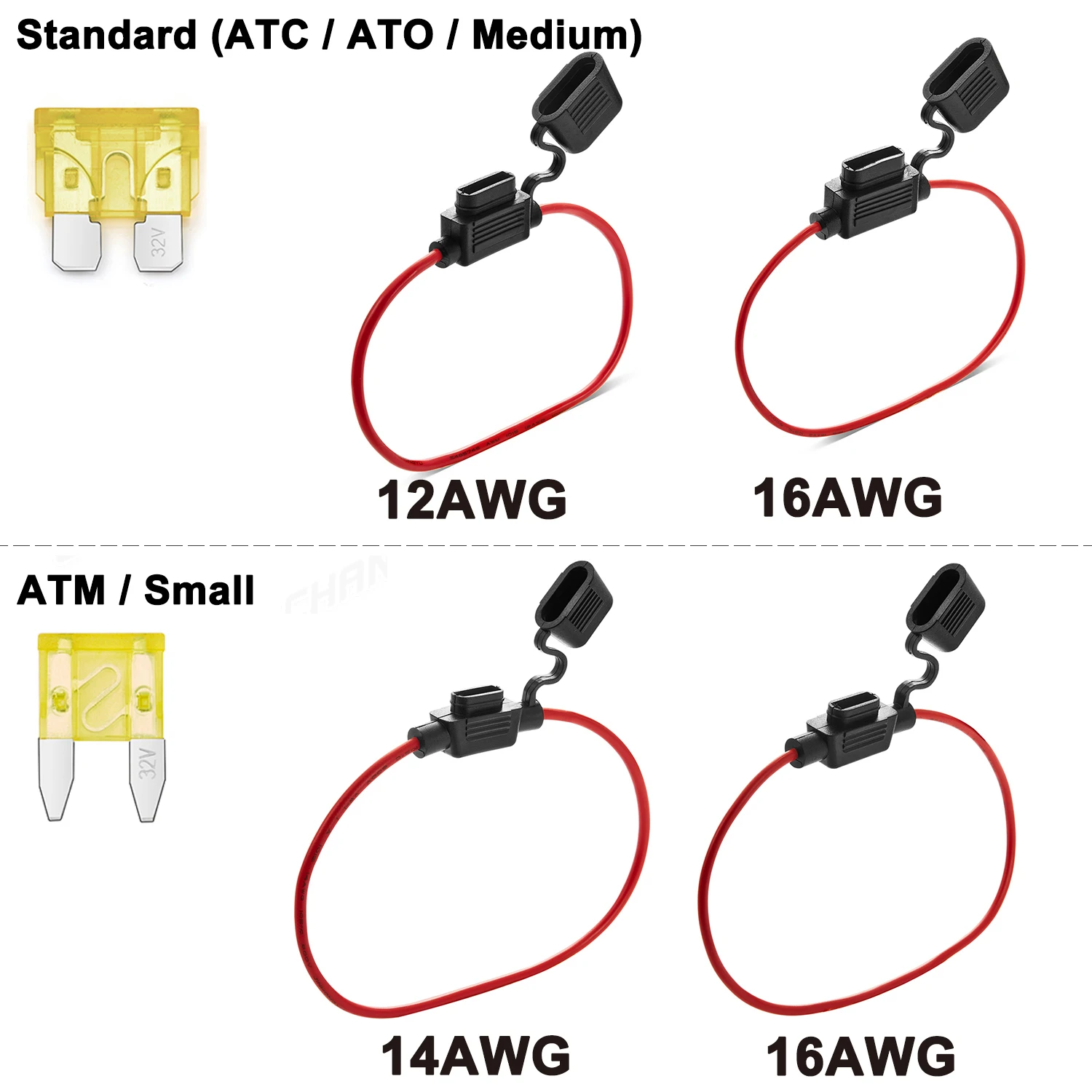 Auto Auto Blade Inline ATC ATO Medium ATM Kleine Sicherung Wasserdicht Halter Block Tap 12 14 16 AWG 20 30 40 Amp 12 V 32 V Draht Stecker
