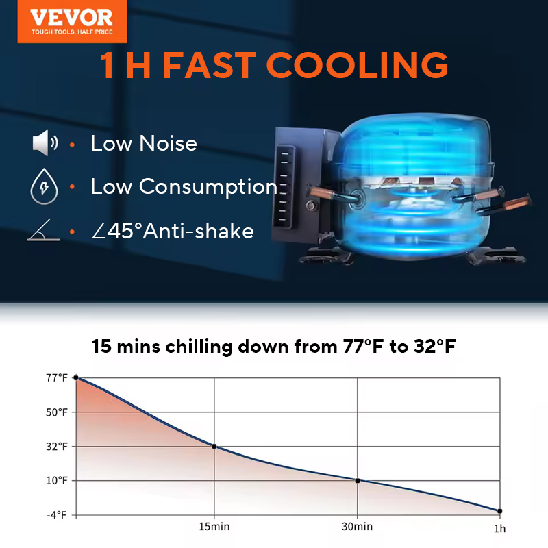 VEVOR 35L/45L/55L Draagbare Opvouwbare Handvat Auto Koelkast met Wiel Compressor Vriezer voor Camping Picknicks Auto thuis Traval