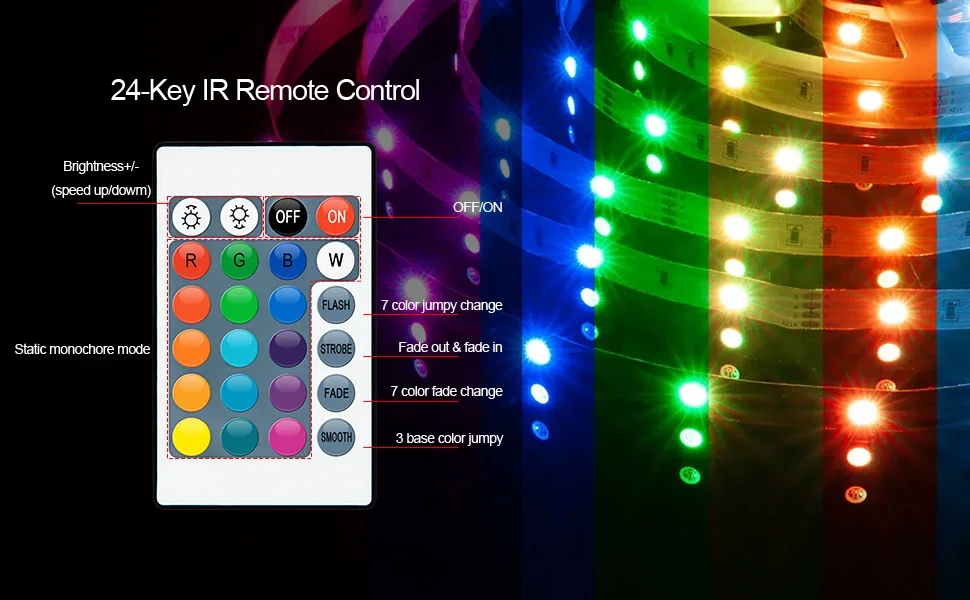5V low-voltage LED strip, RGB color-changing LED strip remote controller Bluetooth-compatible smart LED lights,。