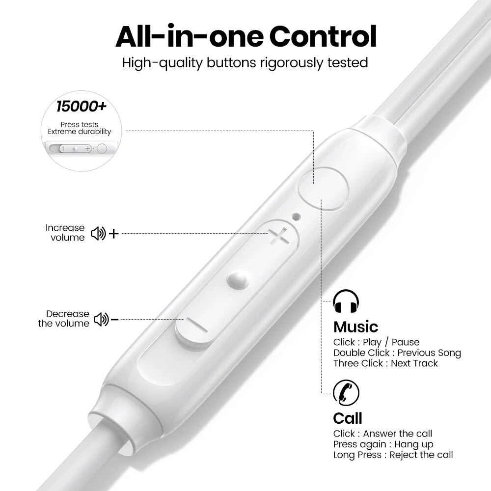 Topk Kopfhörer In-Ear Lautstärke regler mit Mikrofon 3,5mm Buchse Universal für iPhone Android