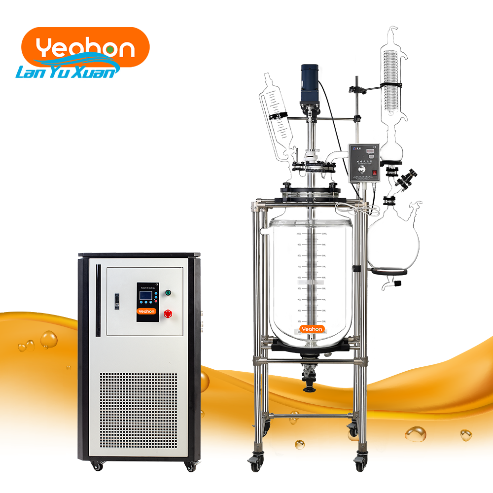 10L 20L 30L 50L 100L 150L 200L 250L reaktor kaca jaket kimia industri untuk mencampur 200 distilasi L