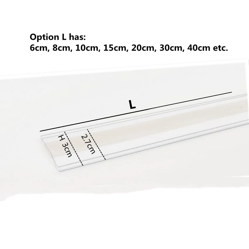 H3cm Plastic Merchandise Price Talker Sign Label Display Data Strips PVC Clip Holder Shelf Rack Adhesive Tape 100pcs