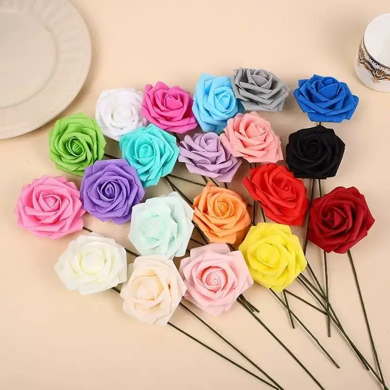 25 Stück künstliche Blumen, künstliche Blumen, Rosen mit Stiel für DIY-Hochzeitssträuße, Mittelstücke, Arrangements, Party, Heimdekoration
