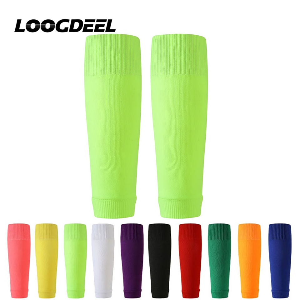 LOOGDEEL 1 Paar feste Fußballsocken für Erwachsene, Beinschützer, für Kinder, hohe Elastizität, atmungsaktives Netz, einlagige Taschen, bodenlose Socken