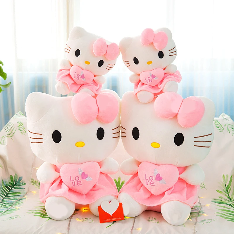 24cm kawaii anime kt gato boneca de pelúcia kt gato brinquedos de pelúcia travesseiro macio recheado bonito rosa boneca dos desenhos animados decoração presente