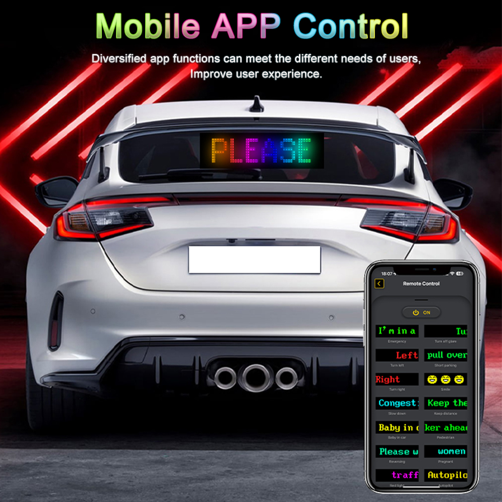Luz nocturna de píxeles de matriz de pantalla LED Flexible programable con pantalla de Control de aplicación inteligente remota DIY para luces LED de coche