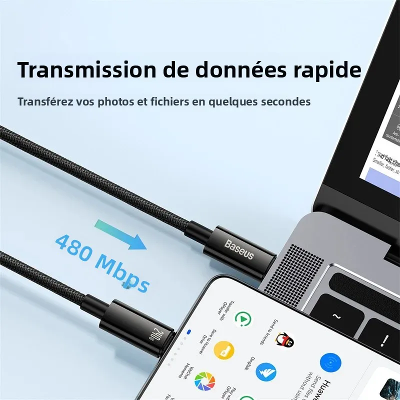 Câble USB C Baseus 240W pour iPhone 17 16 15 Plus Pro Max supercharge pour Macbook chargeur rapide câble de Type C pour xiaomi Samsung