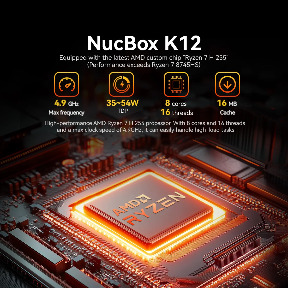 GMKtec NucBox K12 Mini PC da gioco AMD Ryzen7 H 255 (aggiornato 8745HS) DDR5 Oculink Barebone NO RAM NO ROM Computer desktop WIFI6E