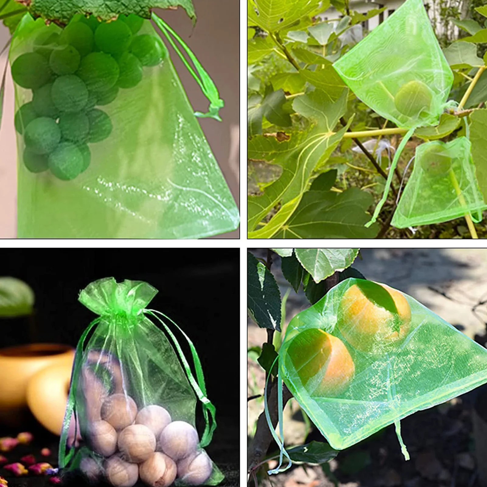 50PCS Sacchetti di protezione per frutta Sacchetti di rete da giardino anti-uccelli Borsa a rete per uva fragola Plante Copertura per rete per verdure Attrezzo da giardino