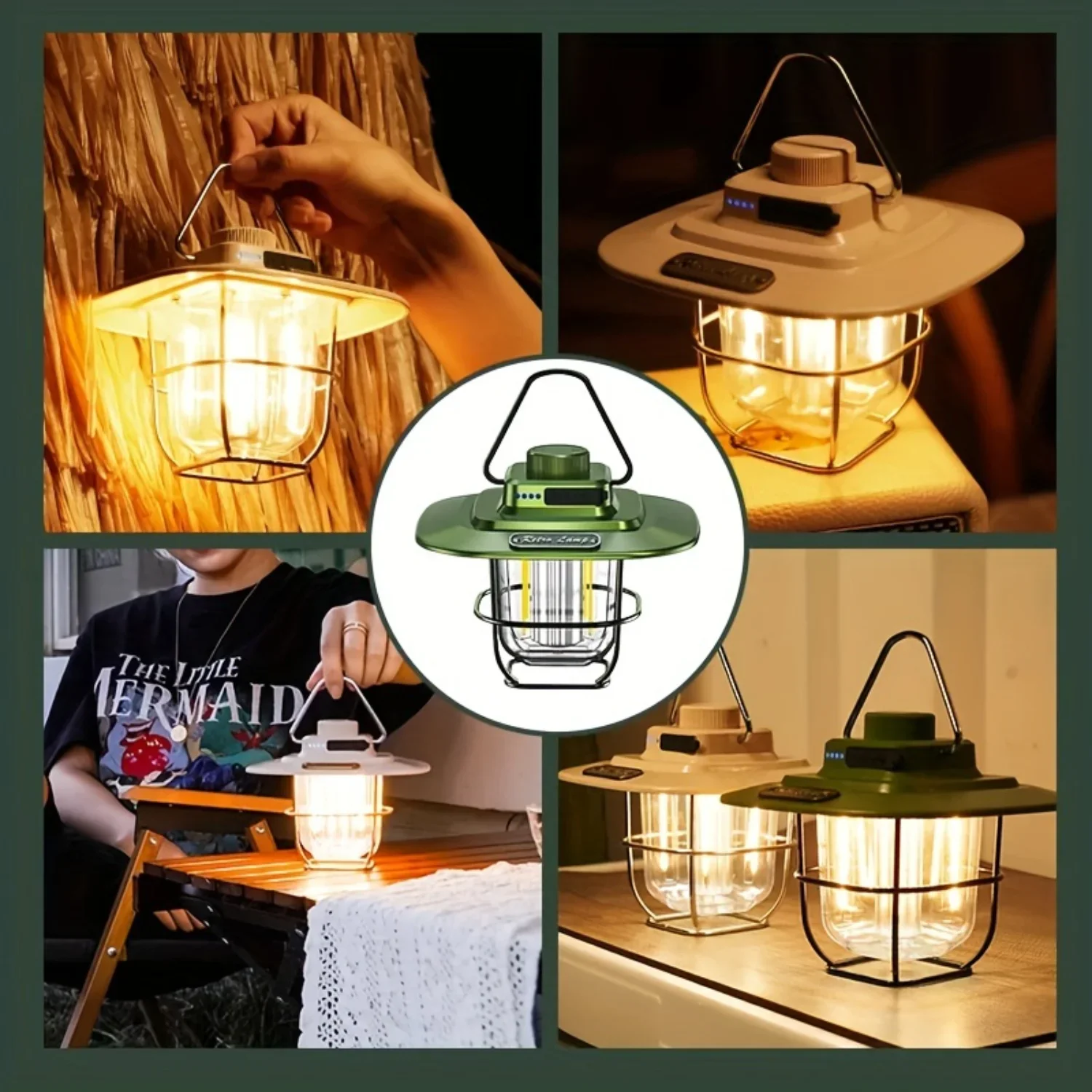 Lentera Berkemah LED 1200LM Ultra Terang, Senter Isi Ulang - Dapat Diisi Ulang, Portabel Dengan 3 Mode & SOS & Pemadaman Listrik Eme