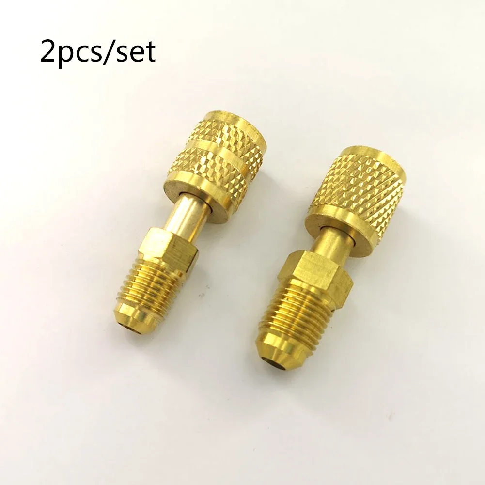 2PCS ปั๊มสูญญากาศทองเหลือง R410a อะแดปเตอร์ 5/16 SAE F Quick Couplers ถึง 1/4 SAE สําหรับเครื่องปรับอากาศอะแดปเตอร์ Quick Coupling เครื่องมือ