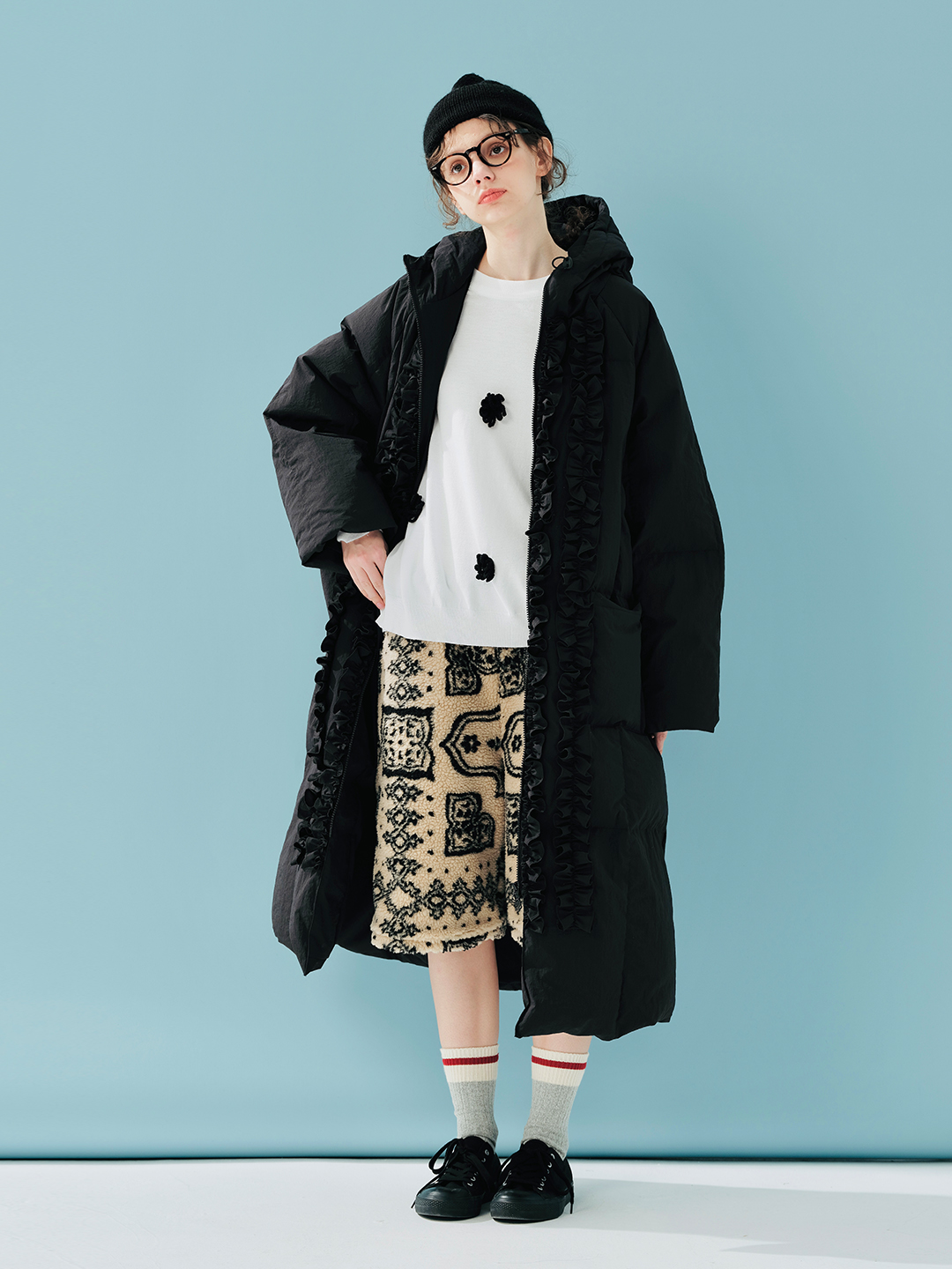 IMAKOKONI Original Design Spitze Spleißen Medium Langarm Winter Warme Daunenjacke 244900