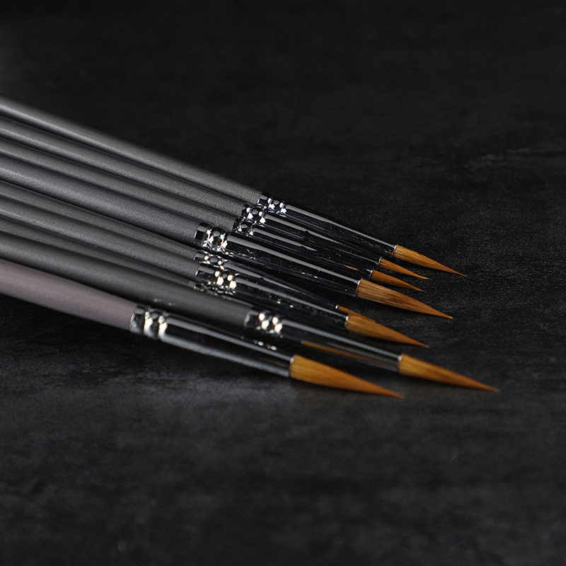 9 pezzi donnola linea di capelli libro pennello pittura acquerello guazzo pittura a olio gancio linea penna durevole sottile argento betulla penna asta arte