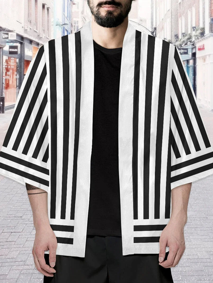 Cape Kimono ample à manches trois-quarts, Cardigan, Robe en plumes, Cape Anime, T-shirt à manches courtes