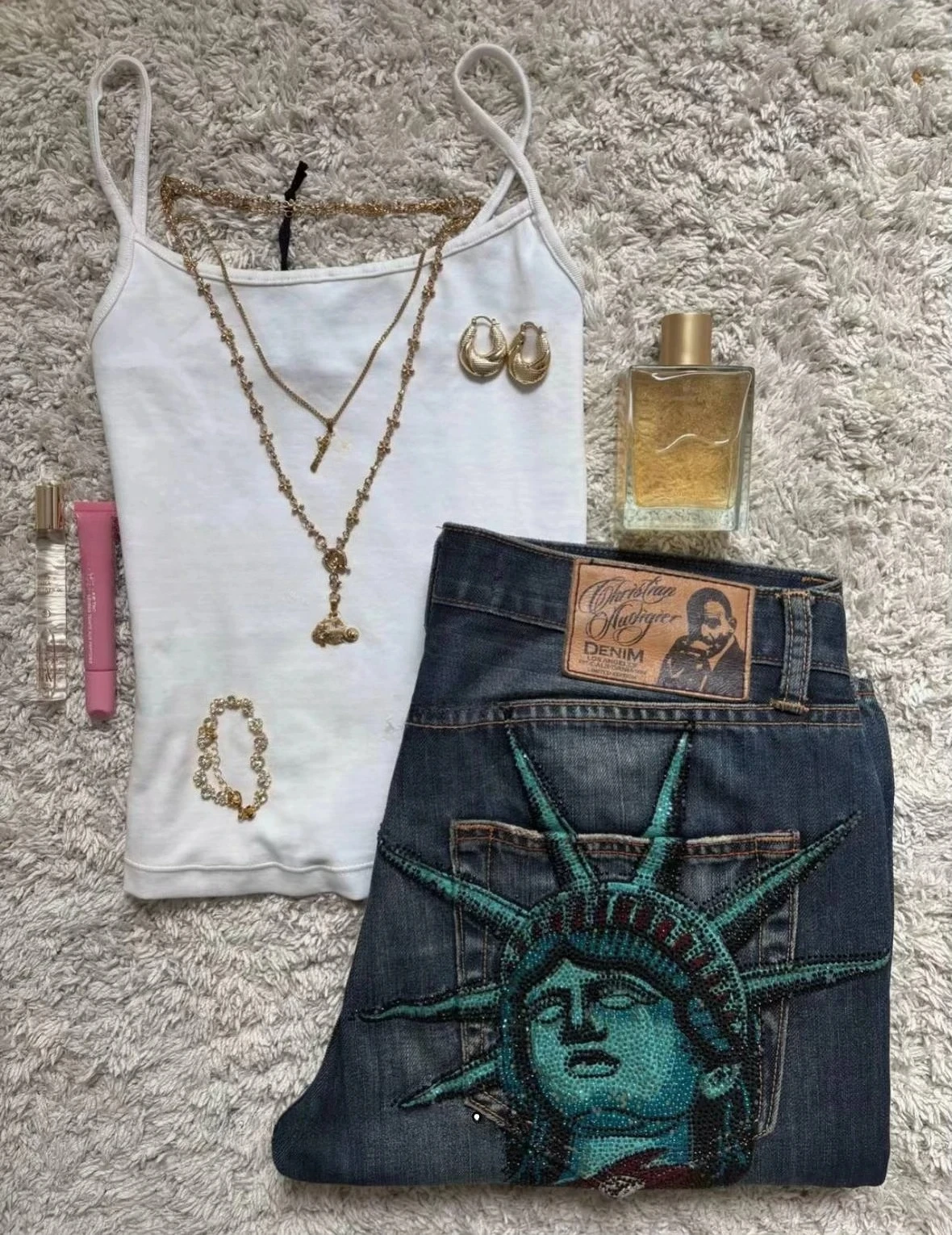 Vintage Liberty glänzende Strass-Jeans, lässige Denim-Hose, niedrige Taille, gerade, weites Bein, Jeans, Harajuku, Y2k, 2000er-Jahre-Damenbekleidung