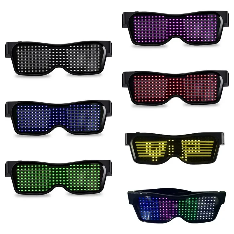 Bluetooth APP Control Led Party Glowing Glasses Programmable Text Display Customized Languages USB Charge Party Carnival Prop