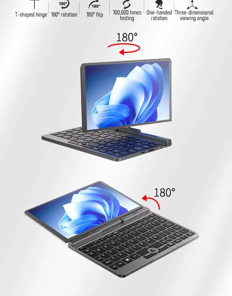 P8 12th Gen Mini Gaming Alder Lake N100 Laptop 8 Inch Touch Screen 12G DDR5 4800mhz Win11 Notebook Tablet Mini PC WiFi 6 BT 5.2